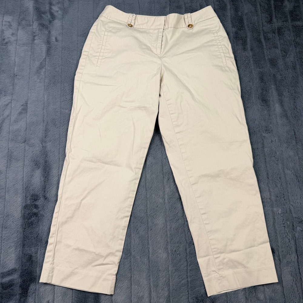 Ann Taylor LOFT Julie Chino Pants Beige Khaki Straight Leg Stretch Cotton Size 0